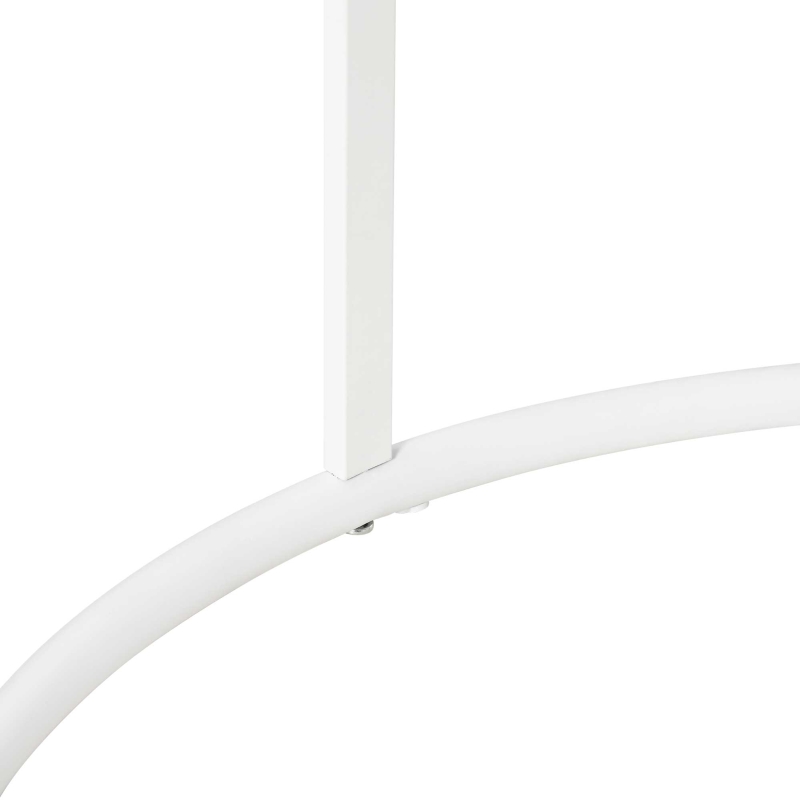 Outsunny Beistelltisch, 2er Set, Garten Couchtisch, Gartentisch, Kaffeetisch mit erhöhten Kanten, Wohnzimmer, Metall Weiß, Ø70 x 50 cm