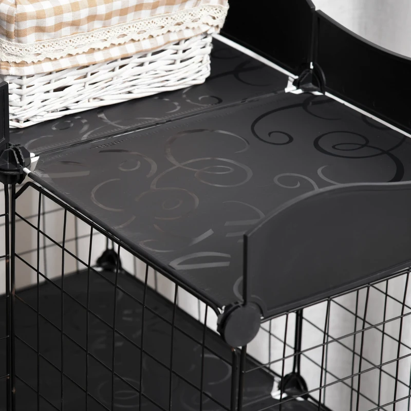 PawHut Recinto Modular para Animales Pequeños con Múltiples Niveles Puertas Amplias Rampas y Paneles de Resina PP 105x70x116 cm