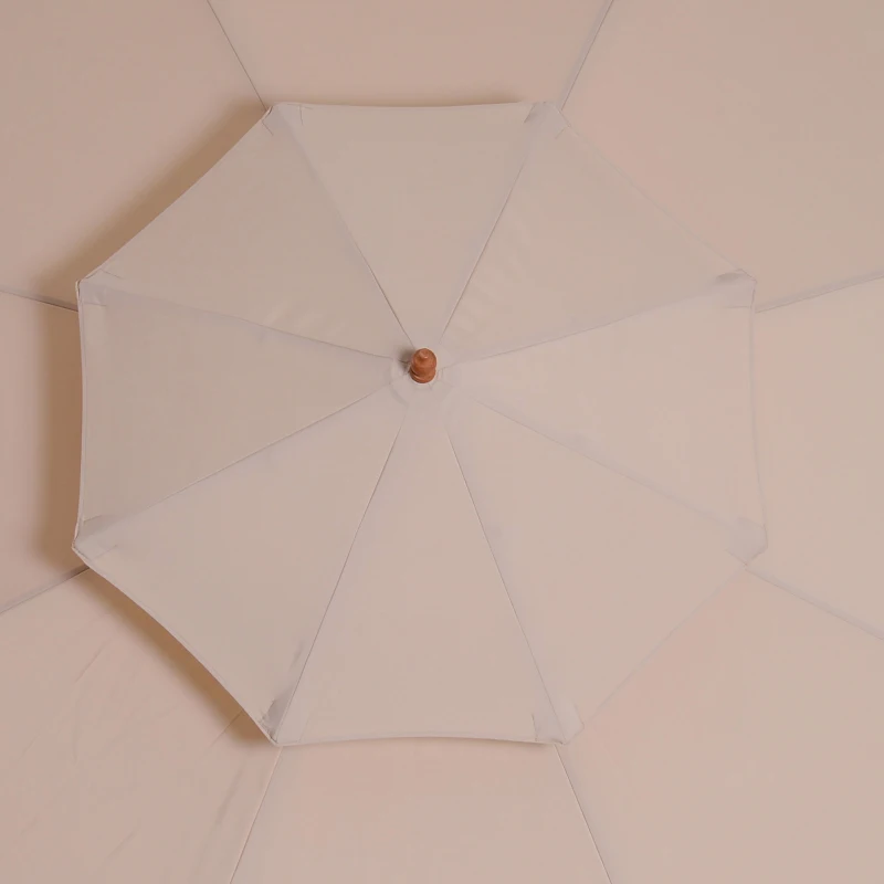 Outsunny Parasol en Bois Droit 2 Toit Polyester 180 g/m² dia. 2,7 x 2,6H m beige