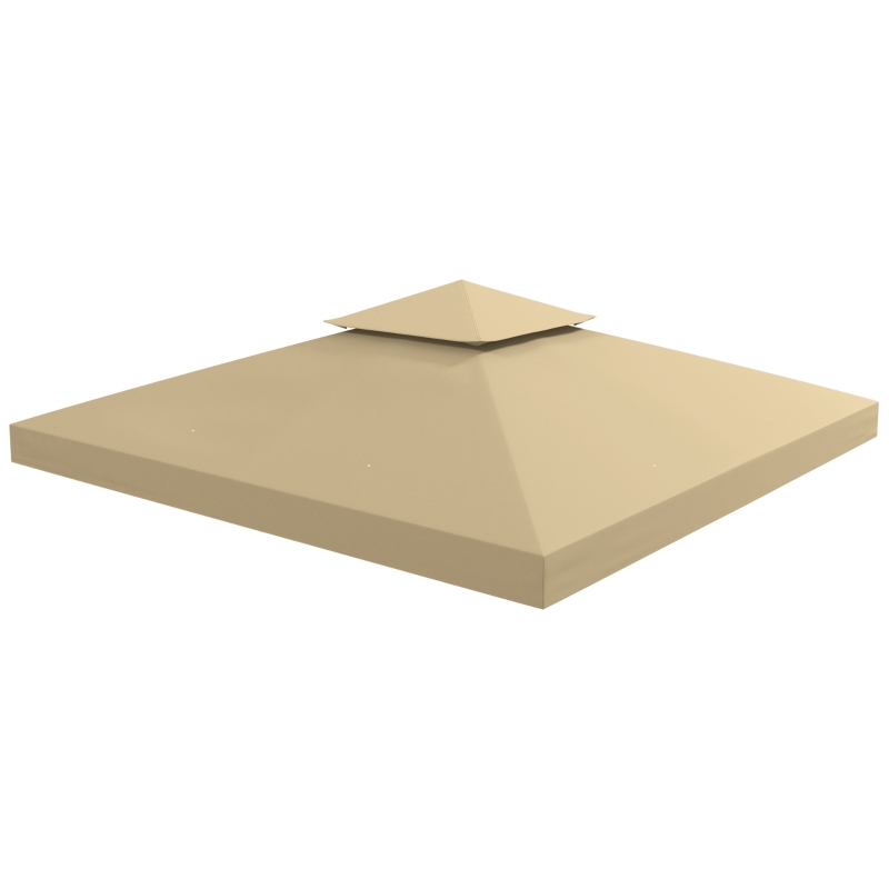 Outsunny 3(m) Gazebo Top Cover Double Tier Canopy Replacement Pavilion Roof Deep Beige