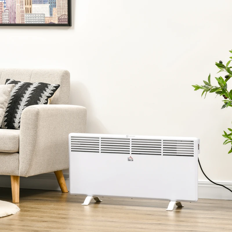 HOMCOM Radiateur électrique convecteur mural 1800 W avec thermostat - panneau LED - 87 x 23,5 x 45,5 cm - blanc