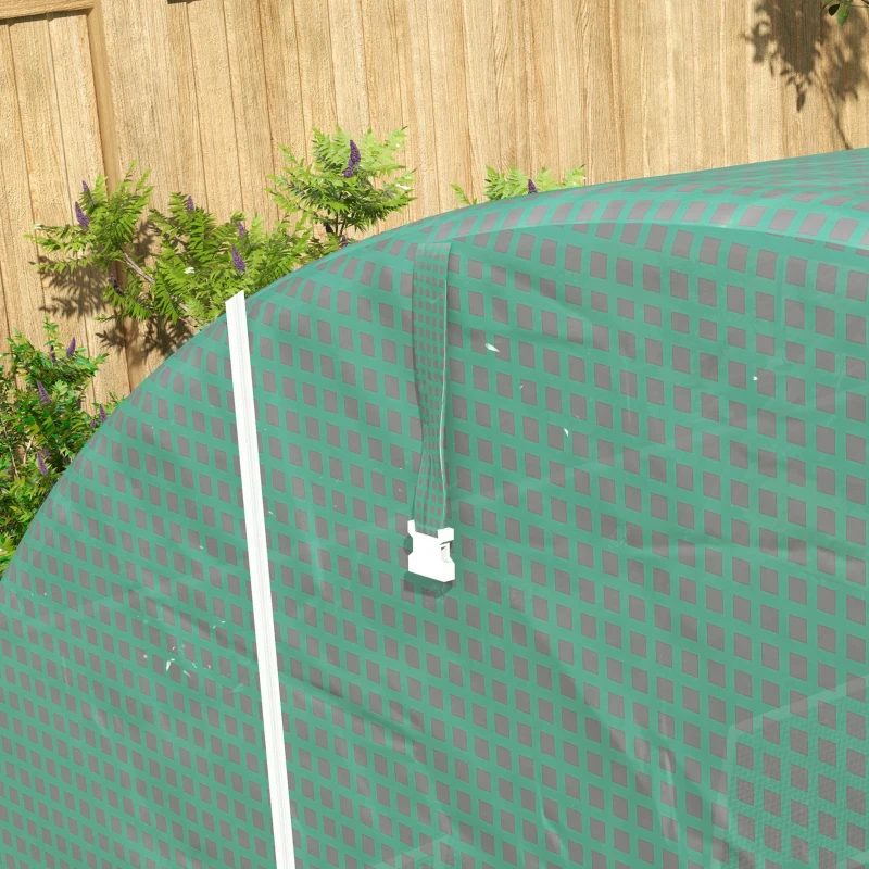 Outsunny Serre de jardin tunnel 24m² 8L x 3l x 2H m - 16 fenêtres, Porte zippée enroulable acier galvanisé, bâche PE, Vert