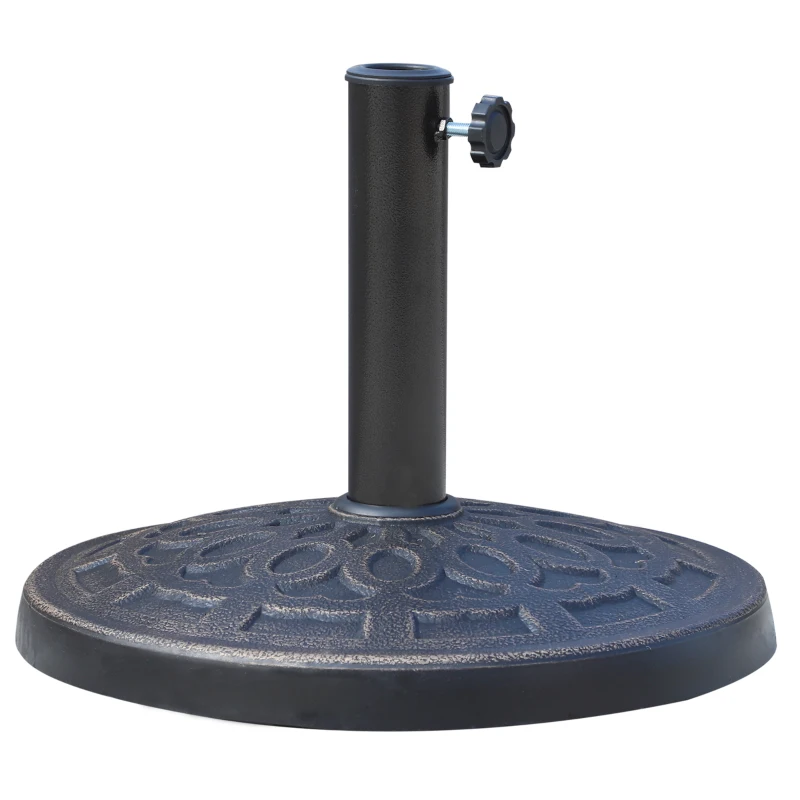 Outsunny 12kg Garden Parasol Base, Round Resin Sun Umbrella Base, Outdoor Umbrella Stand for 38mm or 48mm Outdoor Umbrella Poles, Bronze Tone