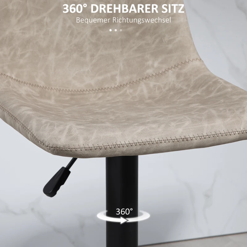 HOMCOM Barhocker im 2er-Set, Retro-Design, höhenverstellbar, drehbar, Kunstleder, 42 x 48 x 91-112 cm, Beige(m-6)