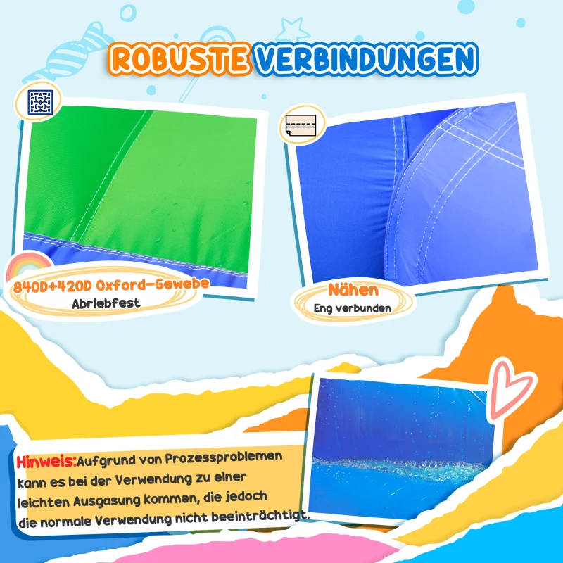 Outsunny Aufblasbare Hüpfburg mit Rutsche, Hüpfecke, Wasserbecken, Wasserdüsen, 330 x 280 x 200 cm