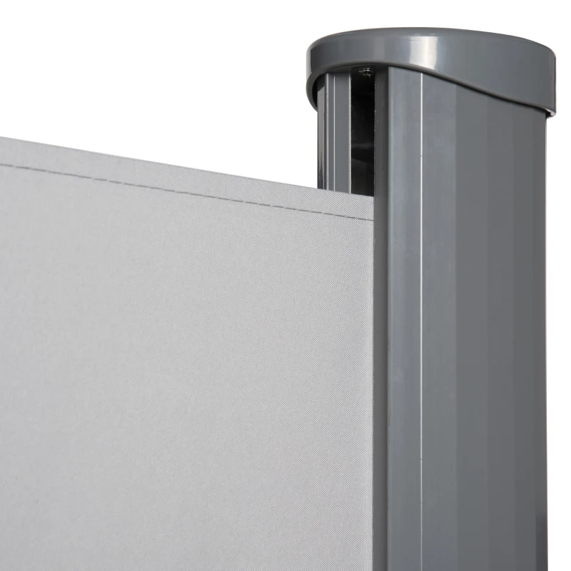 Outsunny Seitenmarkise 300 x 160 cm Sicht- und Sonnenschutz Seitenrollo für Balkon Terrasse UV50+ Polyester Grau