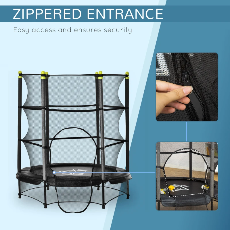 HOMCOM 4.6FT Kids Trampoline, Indoor Outdoor Toddler Trampoline, with Safety Enclosure, Springless design - Pink