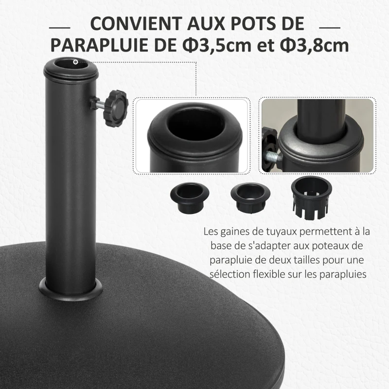 Outsunny Pied de Parasol Rond Base de lestage Parasol Ø 49 x 34,5H cm Poids Net 20 Kg Ciment PVC Noir