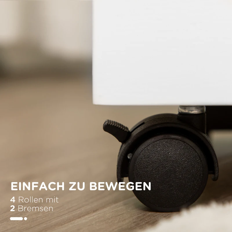 HOMCOM Regal, rollbar, 3 Ablagekörbe, Bambusrahmen, 4 Räder, 28 x 18 x 75 cm