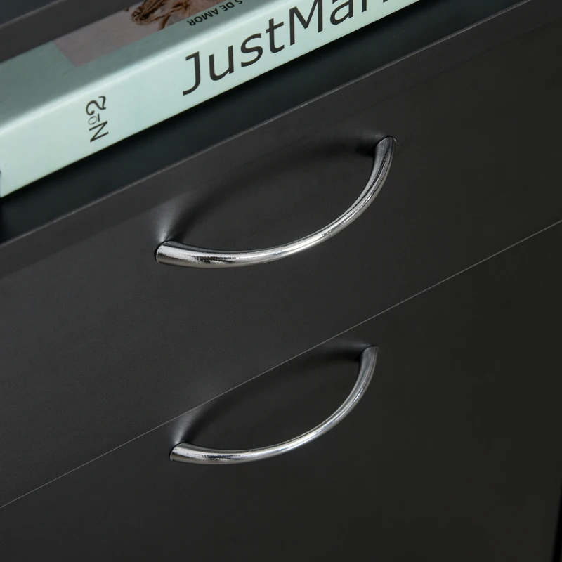 HOMCOM Caisson de bureau rangement bureau sur roulettes tiroir placard niche panneaux particules noir