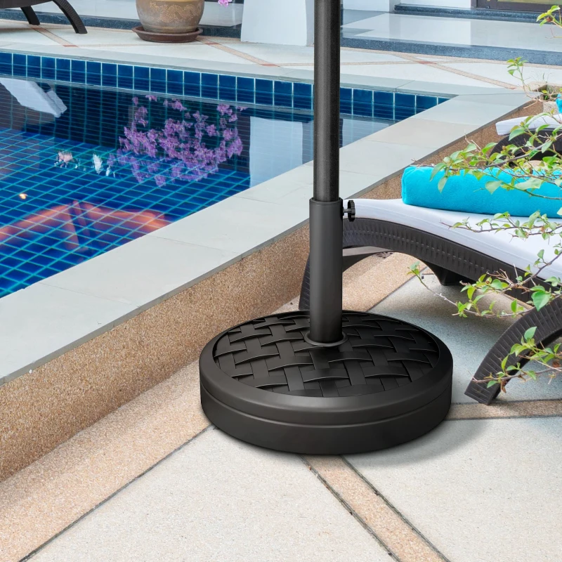 Outsunny 18kg Concrete Umbrella Parasol Base with Rattan Effect 45cm Dia Heavy Duty Parasol Stand for Outdoor Patio Umbrella