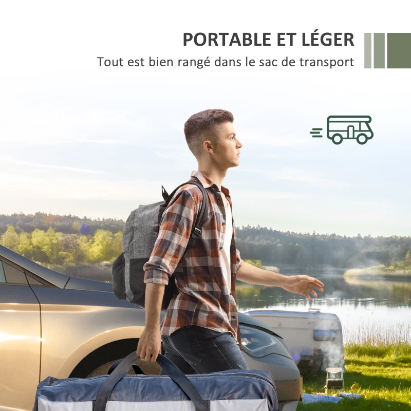 Outsunny Abri solaire tonnelle barnum auvent réglables en dôme acier polyester haute densité 190T sac de transport inclus gris