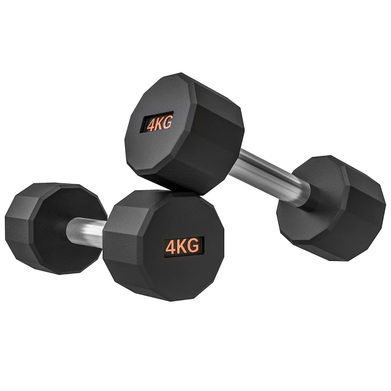 SPORTNOW Dumbbells Weights Set with 12-Sided Shape and Non-Slip Grip for Men Women Home Gym Workout, 2 x 4kg