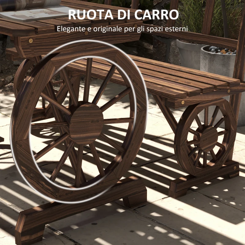 Outsunny Set da Giardino 3 Pezzi in Legno di Pino con 1 Tavolo da Esterno 115x55x71 cm e 2 Panchine 115x51x80 cm