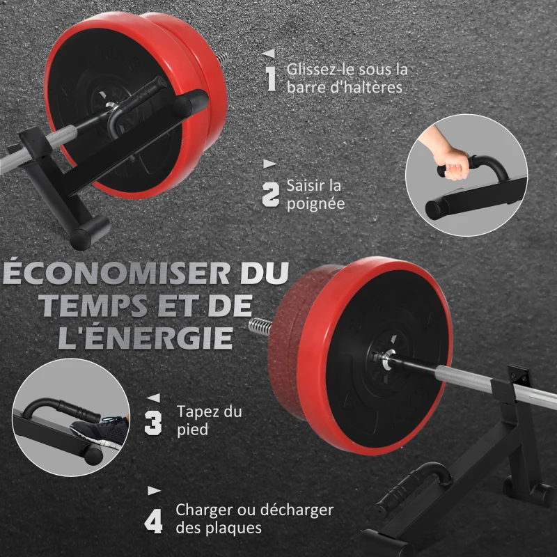 SPORTNOW Cric d'haltères supports de barbell en acier avec poignée antidérapante pour musculation à domicile charge max. 200kg