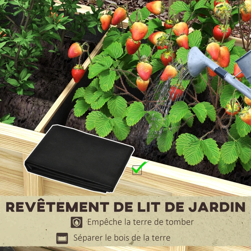 Outsunny Jardinière sur pieds avec séparateur amovible, étagère, Inserts d'irrigation, feutre de drainage 115L x 46l x 75H cm