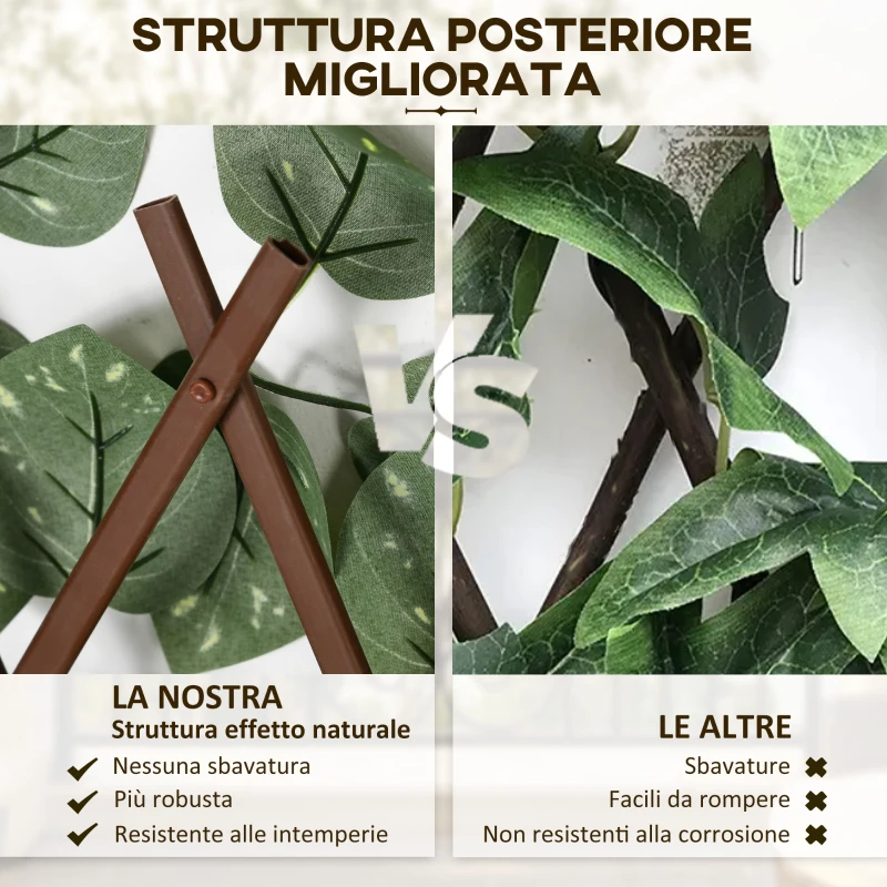 Outsunny Siepe Artificiale 200x100 cm in Seta e Plastica PE, Siepe Finta di Pothos con 495 Foglie, Verde