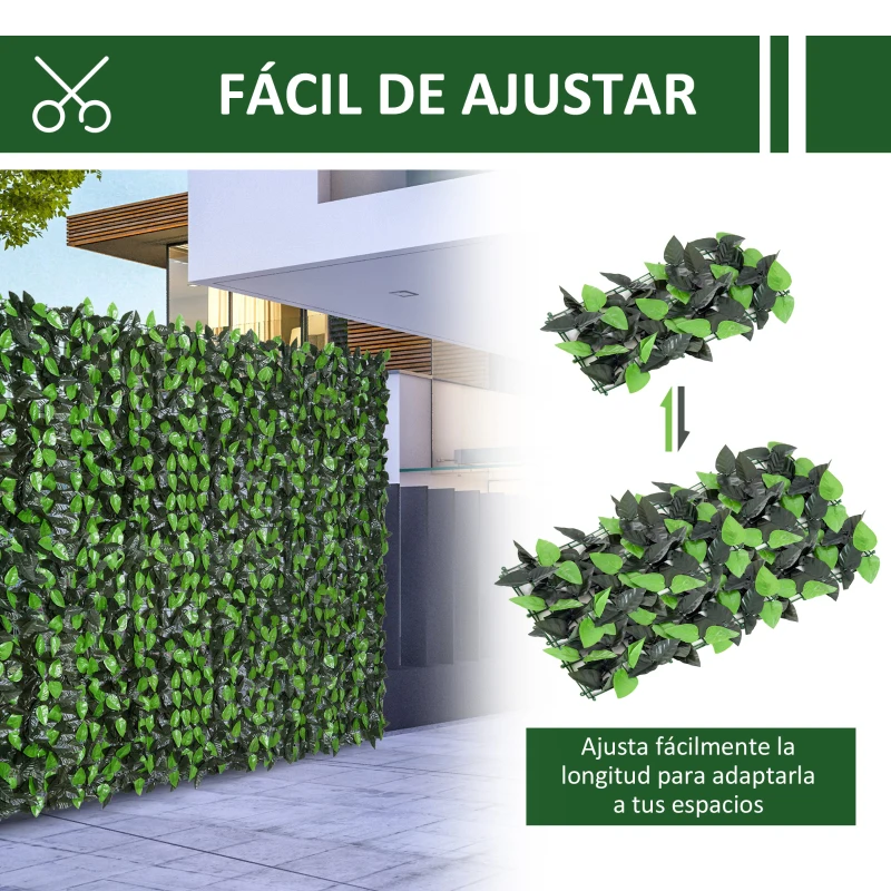 Outsunny Seto Artificial en Rollo 3x1 m Pantalla de Cerca de Privacidad para Balcón Valla Jardín Exterior Planta Decorativa de Pared PE Verde(m-4)
