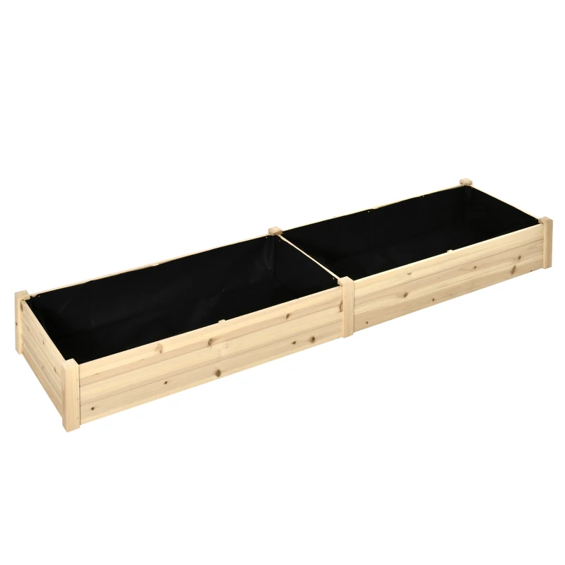 Outsunny Carré Potager de Jardin dim. 244 x 61,5 x 27 cm Feutre de Drainage, séparation Inclus Bois de Sapin