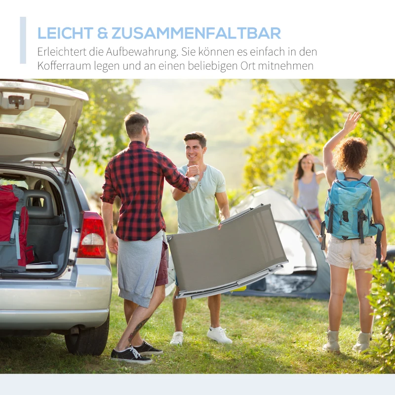 Outsunny 2er Set Sonnenliege Gartenliegen Stoffliege Relaxliege ergonomisch Aluminium Texteline Hellgrau 165 x 61 x 63 cm