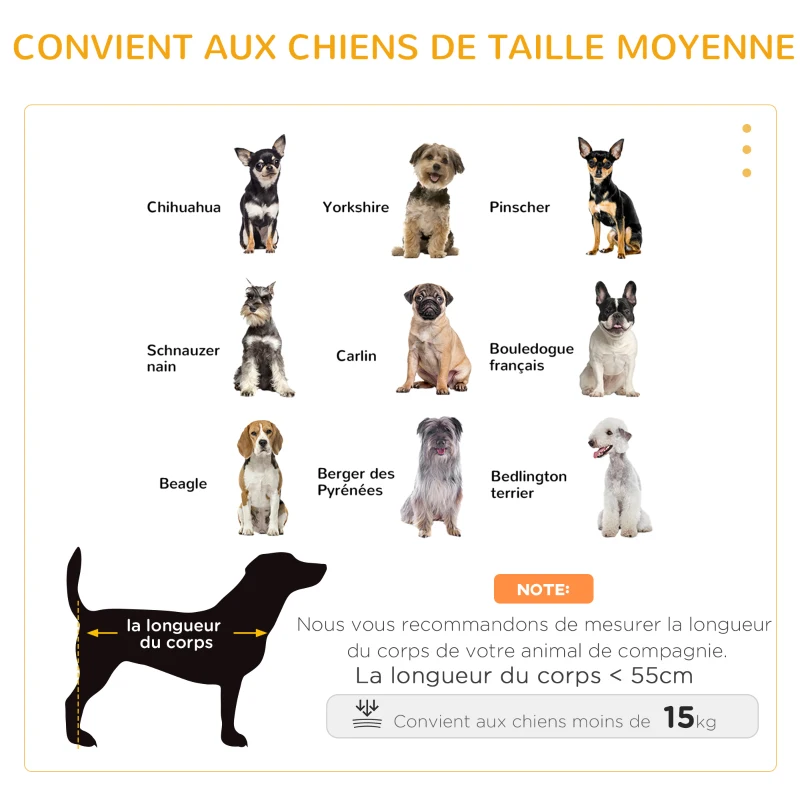 PawHut Niche d'intérieur pour chien en bois et tissu style cabane scandinave avec coussin moelleux