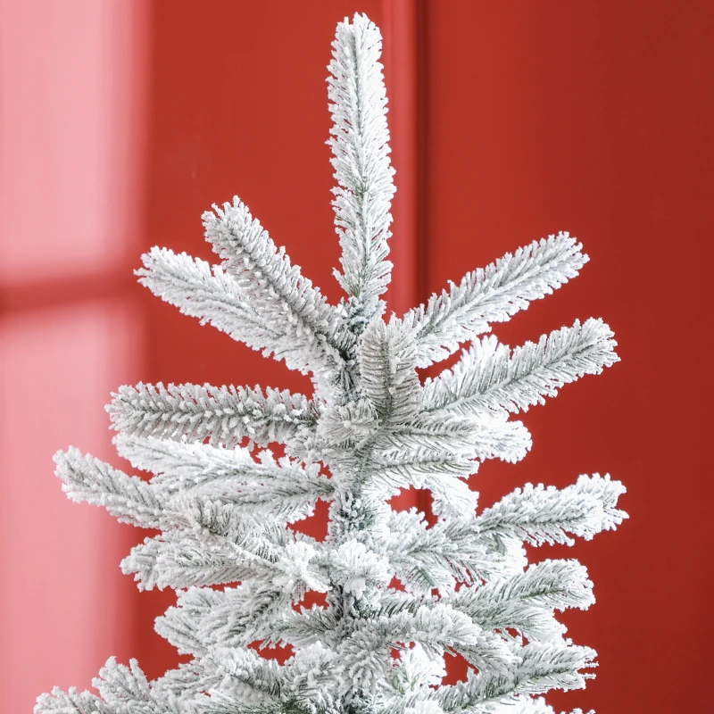 HOMCOM Weihnachtsbaum 180 cm, mit Kunstschnee, flammhemmend, schneller Auf- und Abbau, Metallbasis