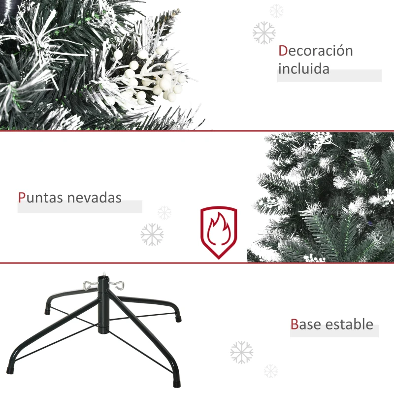 HOMCOM Árbol de Navidad Artificial 150 cm con 378 Ramas 41 Decoraciones Soporte de Acero Base Plegable y Desmontable Verde