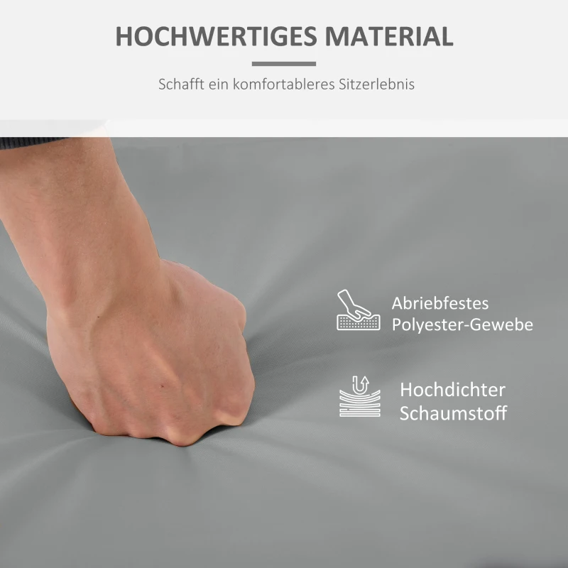 Outsunny 2er-Set Sitzkissen, 56 x 52 cm Stuhlkissen mit Reißverschluss, Stoffbezug, 7cm dick Polsterauflage, waschbar Hellgrau