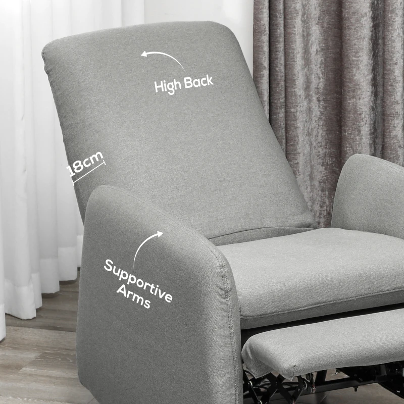 HOMCOM 150° Manually Reclining Chair, with Footrest - Grey