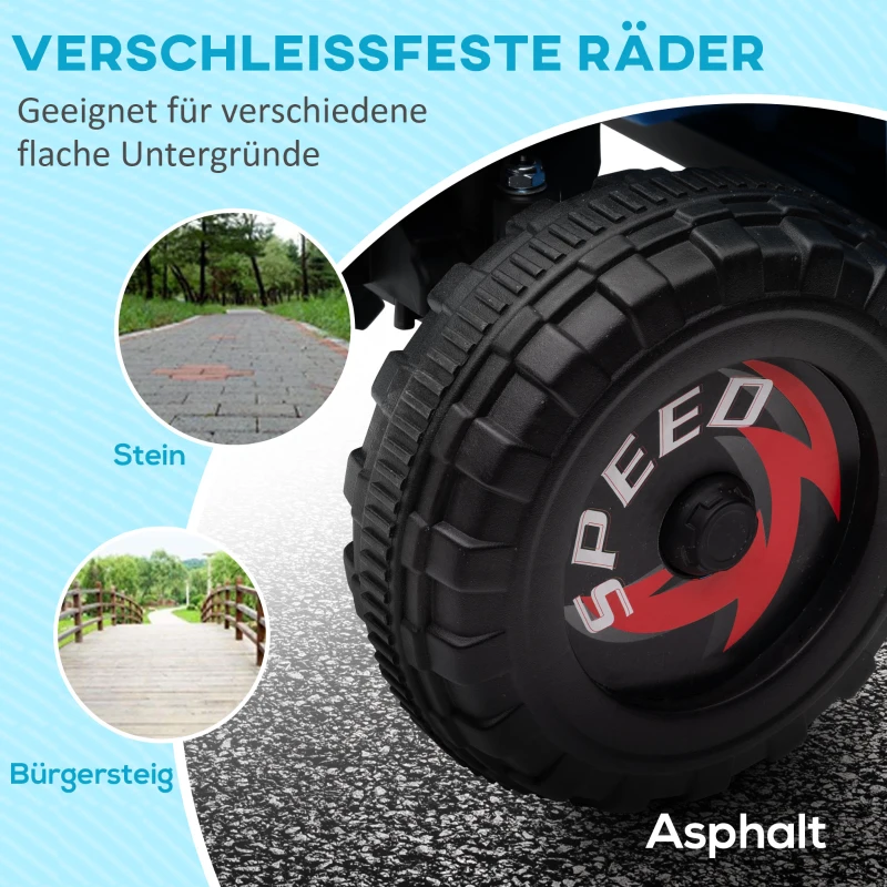 HOMCOM Kinderquad, aufladbar, 2,5 km/h, mit Anhänger, 50 Min. Fahrzeit, für Kinder 1,5 bis 3 Jahre, Blau