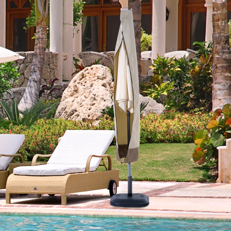 Outsunny Sonnenschirm Schutzhülle bis Ø300 cm Abdeckung Schirmschutzhaube mit Reißverschluss Oxfordstoff Beige + Kaffee  Ø50 x 190 cm