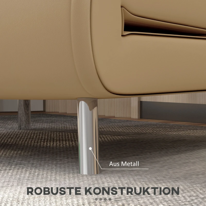 HOMCOM Liegesessel Sessel mit Liegefunktion Schlafsessel, Knopfheftung, Leinenoptik, 77 cm x 88 cm x 83 cm, Braun