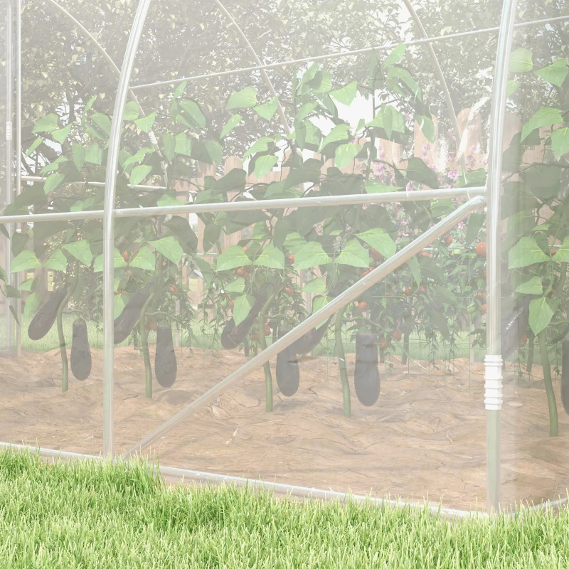 Outsunny Polytunnel Greenhouse Walk-in Grow House with PE Cover, Door and Galvanised Steel Frame, 4 x 3 x 2m, Clear