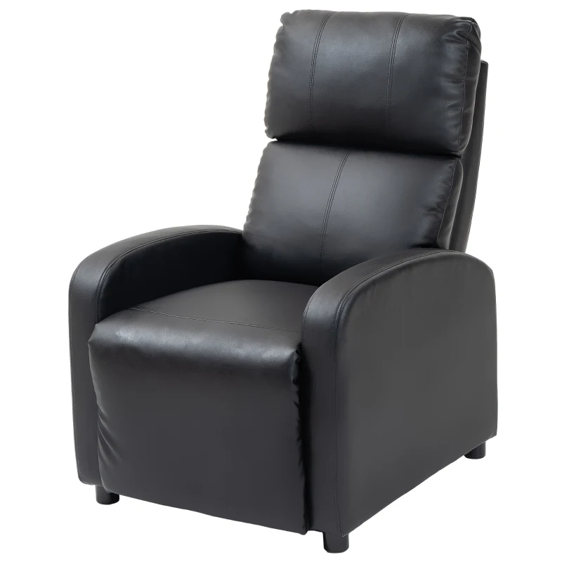 HOMCOM Relaxsessel Ruhesessel Fernsehsessel Sessel mit Liegefunktion Kunstleder (Schwarz)