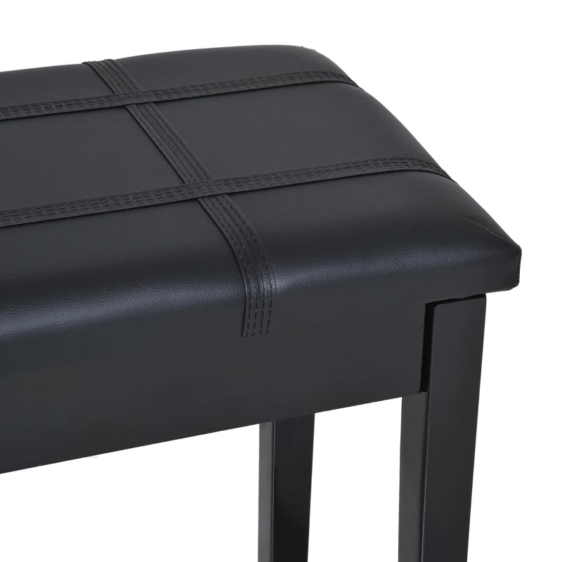 HOMCOM Faux Leather Piano Stool Makeup Dressing Stool Bench Dressing Table Seat with Storage 75L x 35W x 49H (cm) - Black