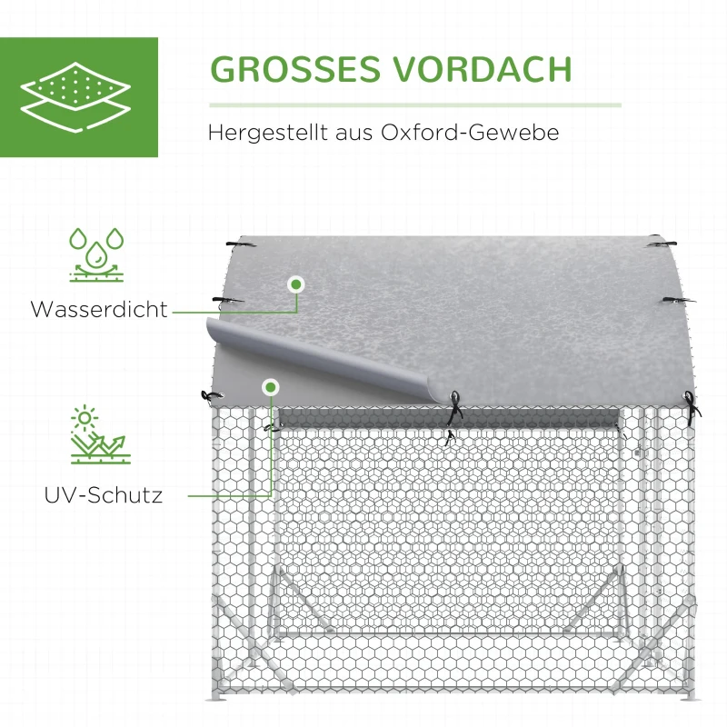 PawHut Gehege für Kleintiere, Outdoor-Freilaufgehege für Hühner, Kaninchen, Enten, stabile Konstruktion, Stahl und Oxford-Stoff(m-4)