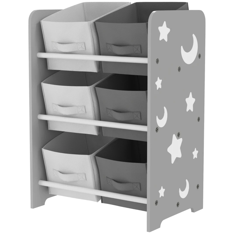 AIYAPLAY Estantería Infantil para Niños de +3 Años Estantería para Juguetes con 6 Cajas de Tela no Tejida 43x30x60 cm Gris