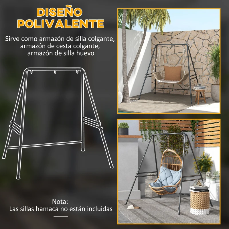 Outsunny Soporte para Silla Colgante Sostén para Columpio con Marco de Acero Carga 150 kg para Patio Terraza Negro