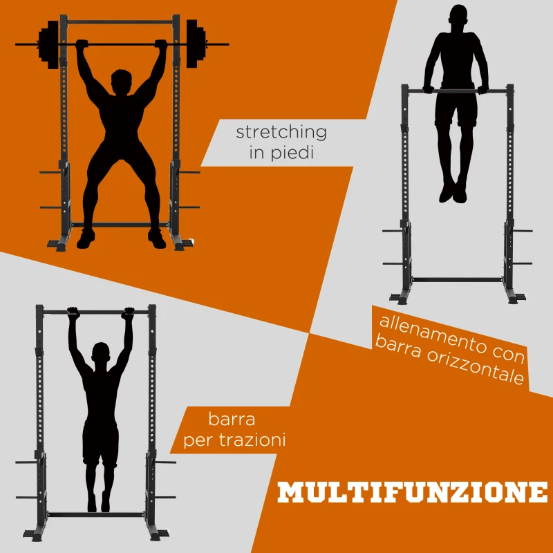 HOMCOM Power Tower Multifunzione in Acciaio per Allenamento Completo del Corpo, 140x171x228 cm, Nero