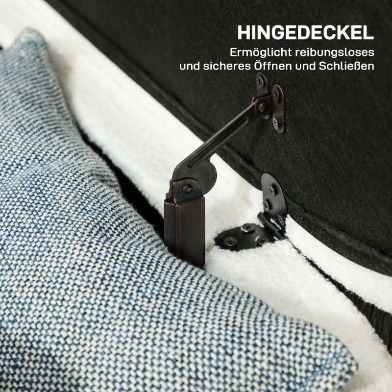 HOMCOM Sitzbank mit Stauraum, Deckel und Metallbeinen für Wohnzimmer, Schlafzimmer, Flur, Weiß(m-5)