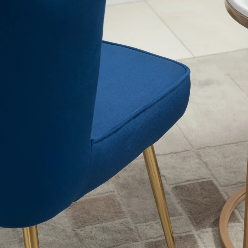 HOMCOM Set 2 Sedie Moderne e Imbottite per Salotto o Soggiorno con Rivestimento Effetto Vellutato, 57x58x88cm, Blu