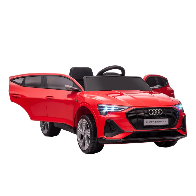HOMCOM Voiture électrique enfants sous Licence Audi e-tron Sportback, véhicule électrique 12V Max. 5 Km/h avec télécommande 2,4G, phares LED, musique, klaxon, port USB, MP3, rouge