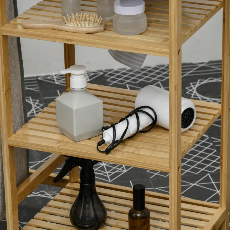 HOMCOM Wäschesammler, multifunktional, Bügelbrett & Stoffsack 57L, Bambusgestell, 113x34x82cm, Natur/Grau