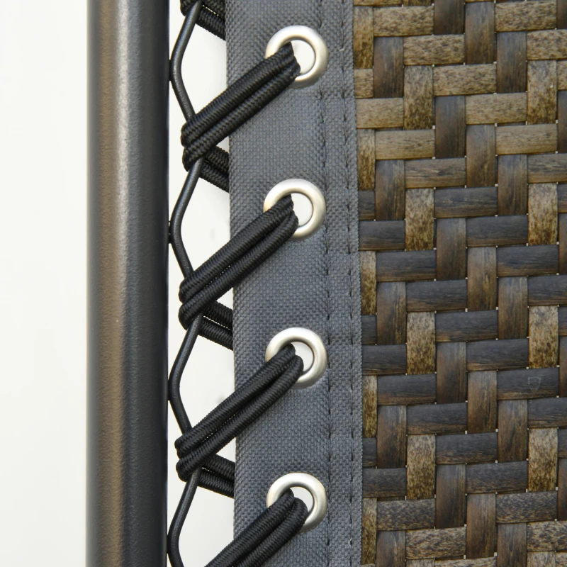 Outsunny Tumbona Plegable de Ratán con Respaldo Ajustable Reposacabezas Extraíble Portavasos y Soporte para Teléfono Jardín Terraza al Aire Libre 65x70x110 cm Gris