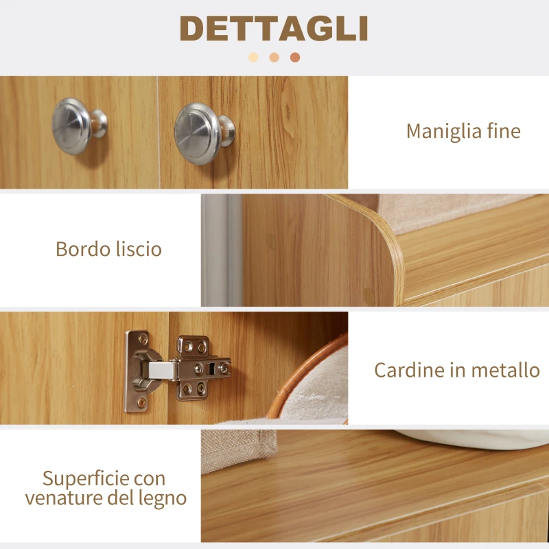 HOMCOM Armadio Scarpiera Salvaspazio e Moderno in Legno per 12 Paia con 4 Ripiani Aperti, 83x30x90 cm, Marrone Chiaro