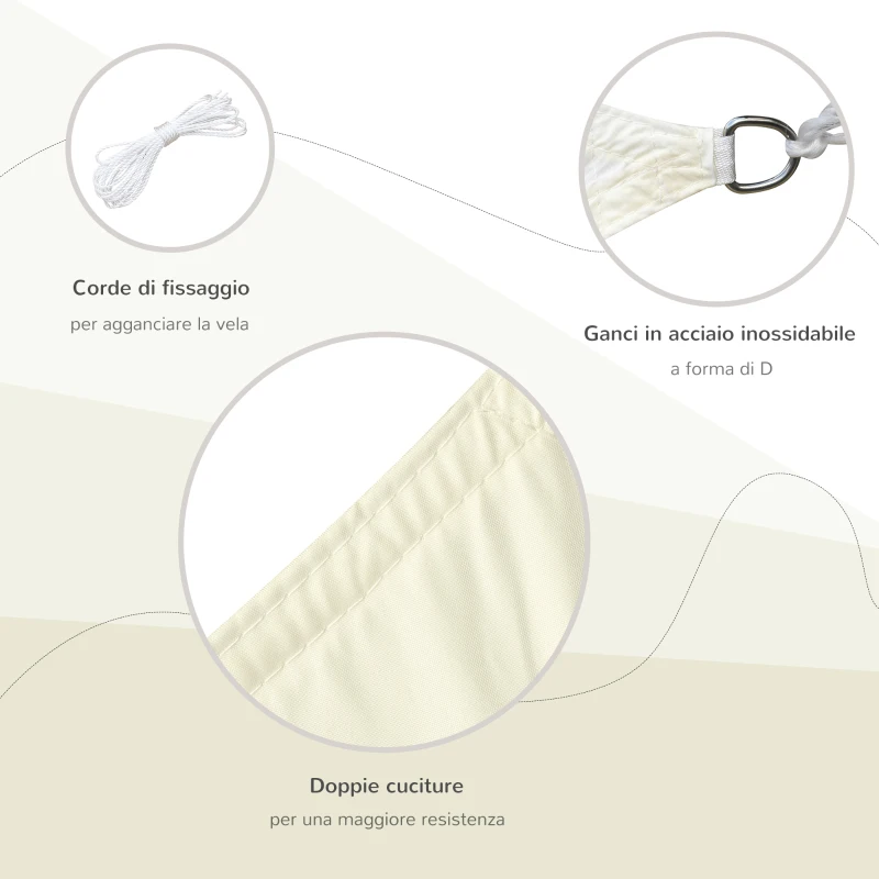 Outsunny Vela Ombreggiante Rettangolare, Tenda da Sole per Esterno in Poliestere Anti UV Traspirante 3x4m Bianco crema