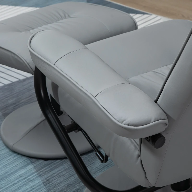 HOMCOM Sillón de Masaje Eléctrico con Reposapiés Sillón Relax Reclinable con Control Remoto y 10 Puntos de Masaje Gris