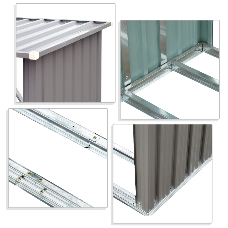 HOMCOM Stockage de bûches abri à bûches extérieur 163L x 89l x 155H cm surface sol 1,13 m² toit incliné acier galvanisé gris