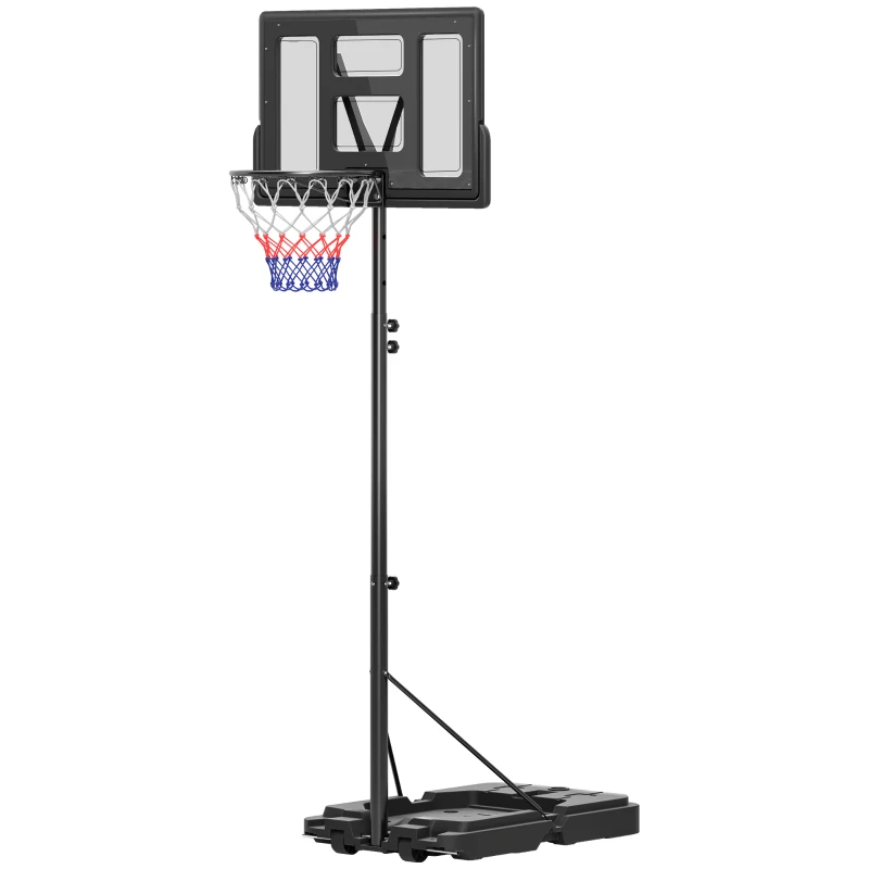 SPORTNOW 2.3-3.05m Basketball Hoop and Stand, with Weighted Base, Wheels, Black