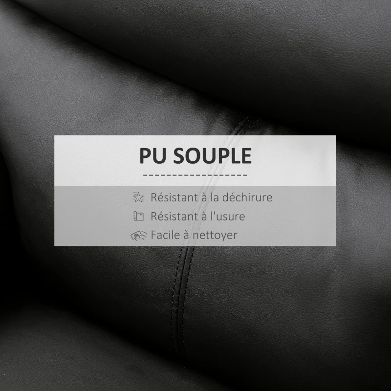 HOMCOM Fauteuil relax inclinable 145° manuellement avec repose-pieds intégré, revêtement synthétique, noir